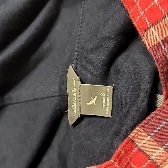 EDDIE BAUER 100% COTTON LINED BUTTON UP HOODIE JACKET SHIRT 3 POCKETS WOMENS SM - Picture 3 of 13